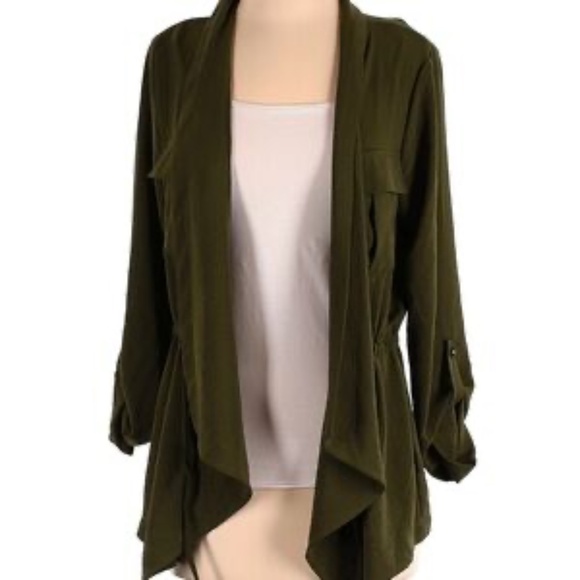Rachel Zoe Green Draped Blazer with Waterfall Front - Picture 1 of 1